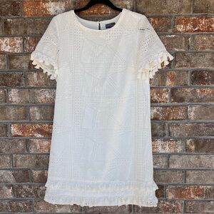 Market & Spruce White lace and fringe short Dress size medium